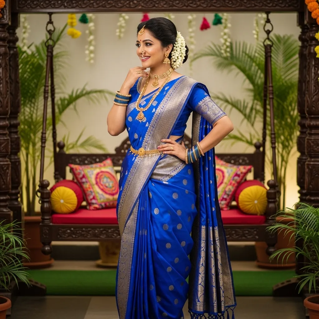 Trending nauvari saree caption for instagram in marathi 